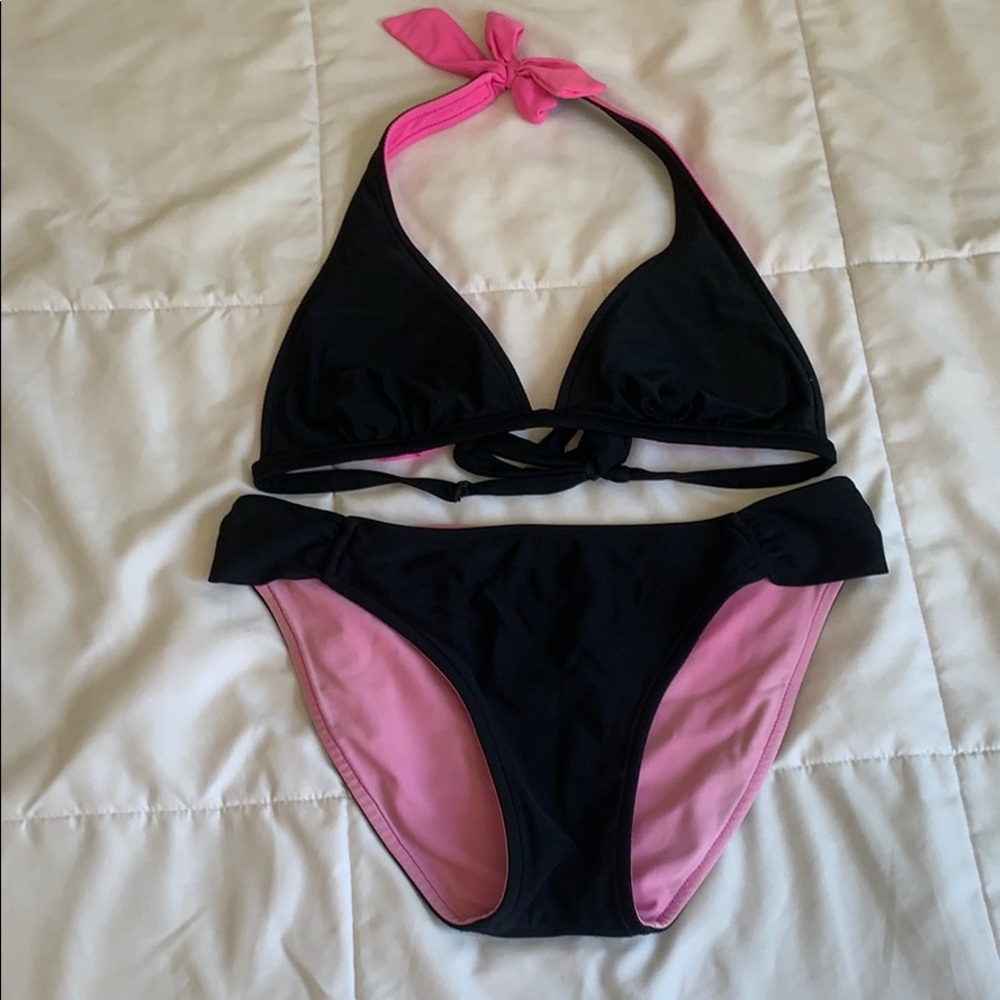 Black and Pink reversible bikini